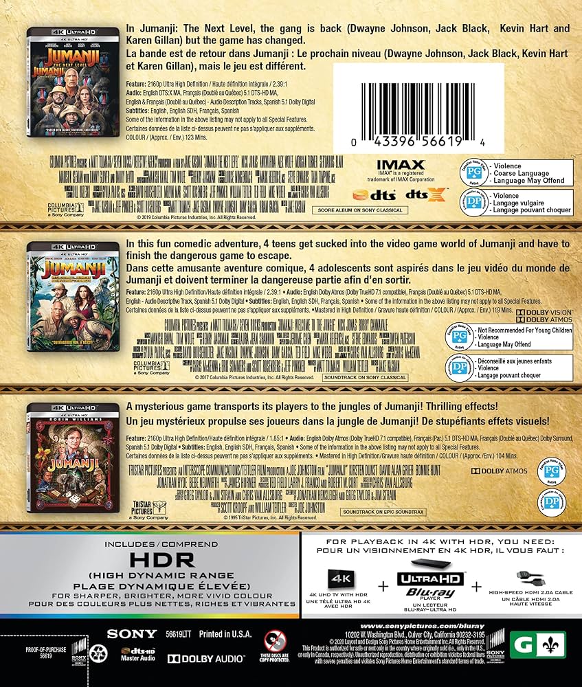 Amazon.com: Jumanji (1995) / Jumanji: The Next Level / Jumanji